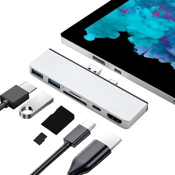 

USB HUB to HDMI 4K USB 3.0 SD/TF to Type-C USB-C Power Adapter Docking Station for Surface Pro 7
