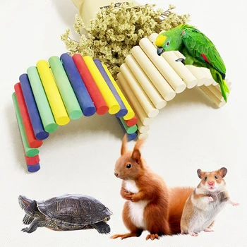 

Wooden Bridge Pet Toys Hanging Toys Cute Hamster Ladder For Mouse Rat Guinea Pig Parrots Wood Pet Toy Archbridge Bending Toys
