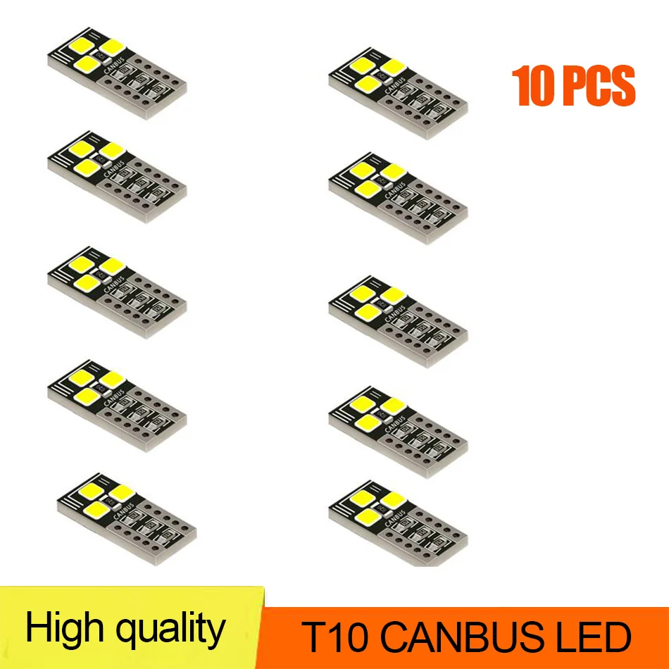 

10pcs T10 W5W Canbus 6SMD Car Light 194 168 Error Bulbs Wedge Lamp Parking Bulb Band Decoder Sign Turn Car Side Wedge Light 12V