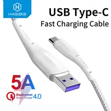 Hagibis usb type-C кабель для samsung S10 S9 5A 40 Вт Быстрая зарядка USB-C зарядный провод USB C кабель для Xiaomi mi9 Redmi note7 huawei