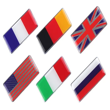 

USA UK Gremany France Italy Russia National flag emblem DIY metal car sticker body cover car Tail box labeling car styling
