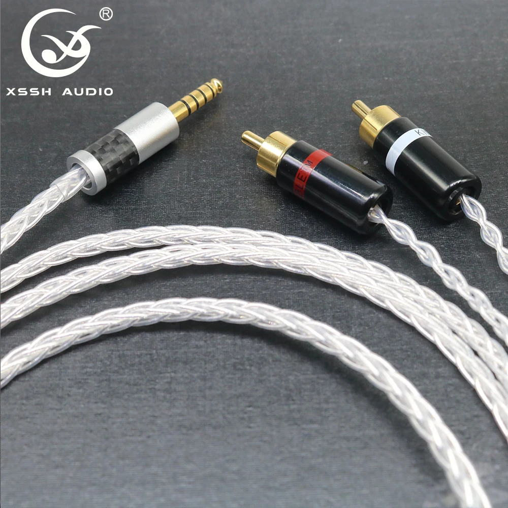 YIVO XSSH audio 4 4mm to 2 RCA 8 core Silver Plated pure copper Headphone Earphone Extension Cable Wire Cord