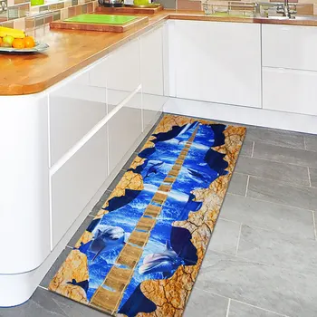 

60x180CM 3D Long Printing Floor Mat Bedroom Door Mat Living Room Kitchen Non-slip Absorbent Carpet Picnic Mats