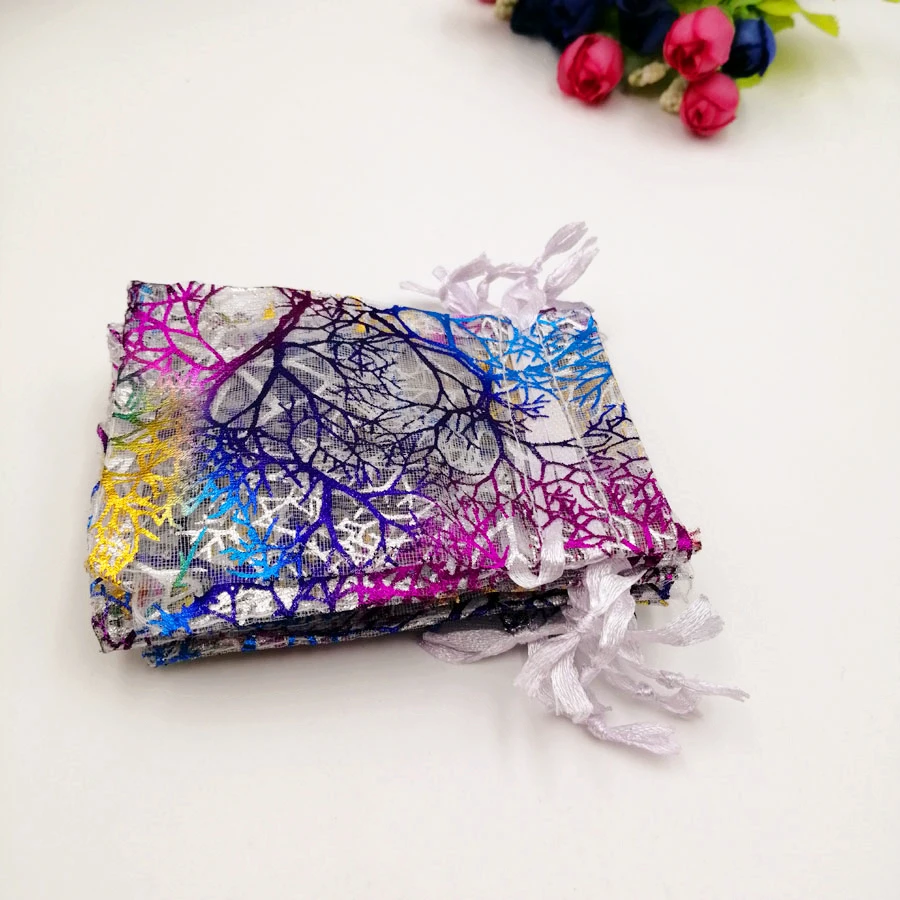 

1000pcs White Coral Organza Bag Drawstring Pouch Bag Organizer Jewelry Box Gift For Wed Christmas Jewelry Display Packaging Bags