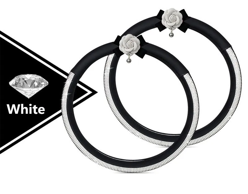 Чехол на руль Camellia Diamond Ladycrystal Rhinstone автомобильные аксессуары для руля для женщин девочек кожаные чехлы на руль