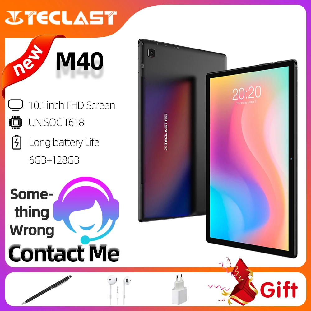 Teclast-tableta PC M40 de 10,1 pulgadas, UNISOC T618, ocho núcleos, 1920x1200, red 4G, 6GB RAM 128GB ROM, Android 10, Wifi Dual, tipo-c