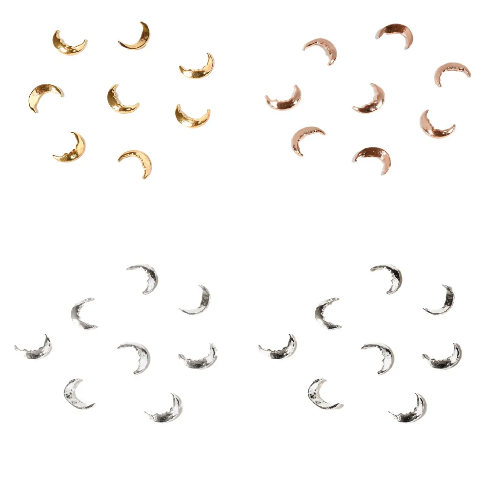 20PCs INS Moon Alloy Nail Art Decorations Rose Gold 3d New Arrive Charms Nail Studs DIY Manicure Japanese Jewelry Accessory Hot