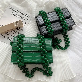 

Beaded Stone Design PU Leather Crossbody Bags For Women Small Shoulder Messenger Bag Ladies Mini Travel Handbags Cross Body Bag