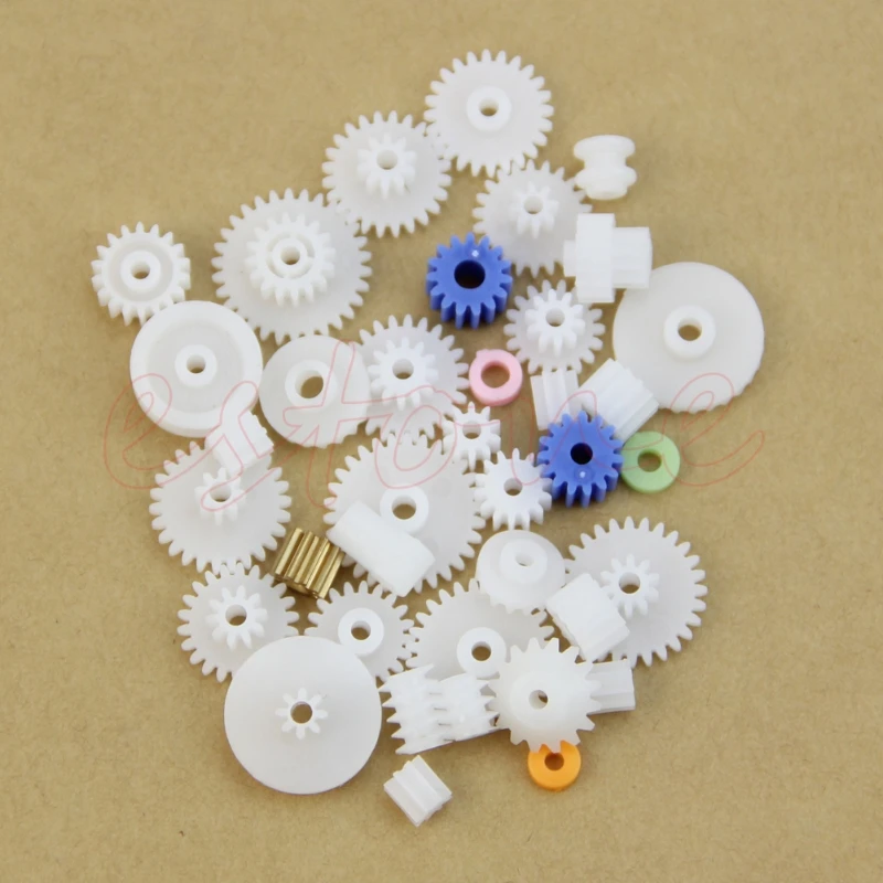 Type Plastic Shaft Single Double Reduction Crown Worm Gears DIY Robot 60pcs