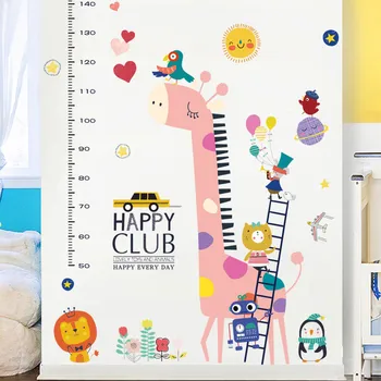 

Cartoon Animals Giraffe Lion Height Measure Wall Sticker for Kids Rooms Baby Growth Chart Nursery Room Decor Wall Art Decals