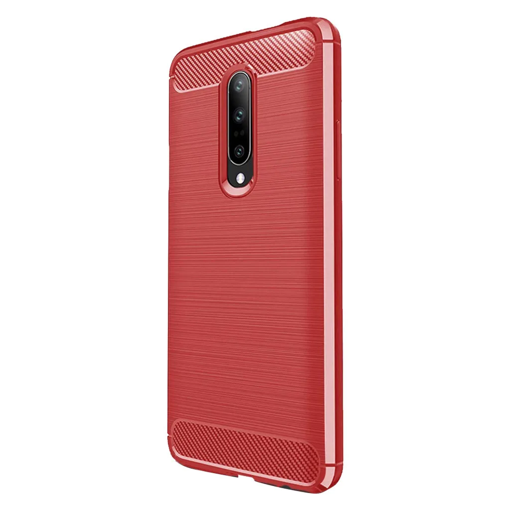 For Oneplus 7 Pro 6.7 inch Luxury Silicone Rubber Protective Hard Phone Case Dirt-resistant Slim Cover Carbon fibre Hard Case