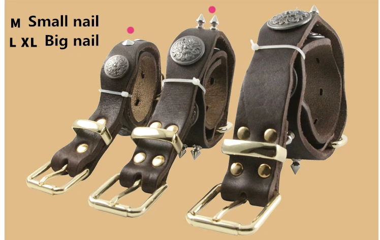 Pet Dog Rivet Collars High Quality Cow Leather Round Bullet Nail Studded Necklace Spiked Strap Punk Style Small Dogs Cat Collar (7)