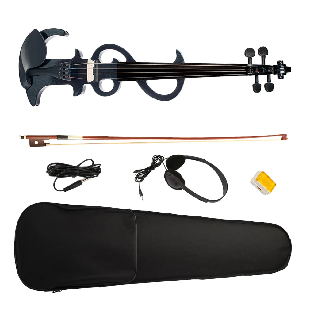 

Solid Wood 4/4 Full Size Electric Violin Black for Violinist Music Lovers Beginners