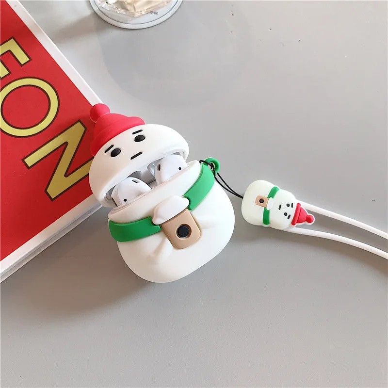 Рождество милый защитный чехол для airpods силиконовый Снеговик оболочка наушников для Airpods1/2 поколения Анти-падение пылезащитный