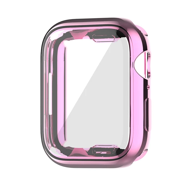 Cover Protector For Apple Watch case 45mm 41mm 44MM 40MM Full TPU Screen Bumper 42mm 38MM accessories iwatch series 7 SE 6 5 4 3 Pink