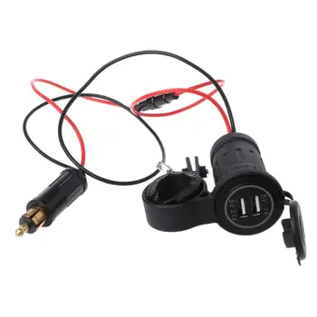 

2.1A Dual USB Motorbike Handlebar Cigarette Lighter Socket for BMW Hella/DIN Plug Motorcycle Charger LED Light Power Outlet Adap