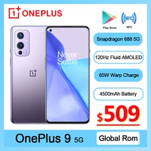 Global Rom OnePlus 9 5G Smartphone Snapdragon 888 Android 11 6.55'' 4500 mAh 120Hz Fluid AMOLED NFC Oneplus9 Mobile Phone