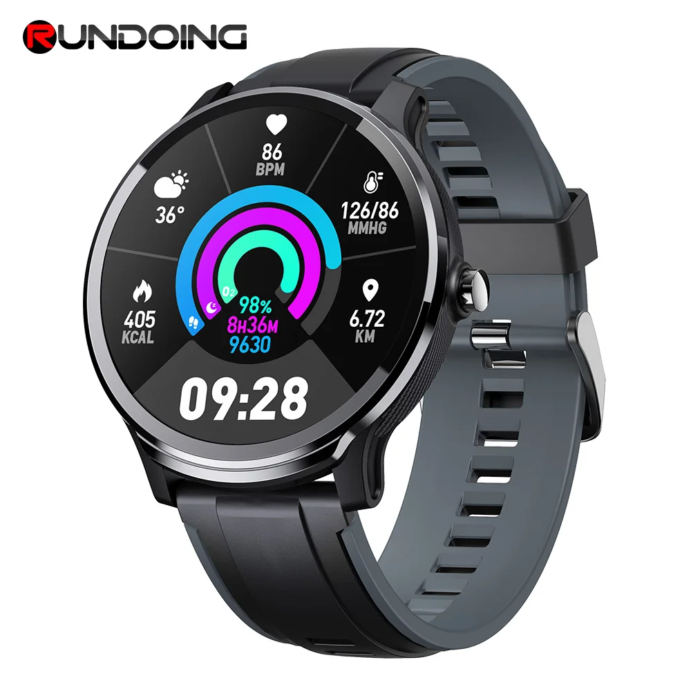 

RUNDOING SN80 Smart watch IP68 Waterproof 1.3 inch Full touch round screen Blood Oxygen Men Sport Smartwatch For Android IOS