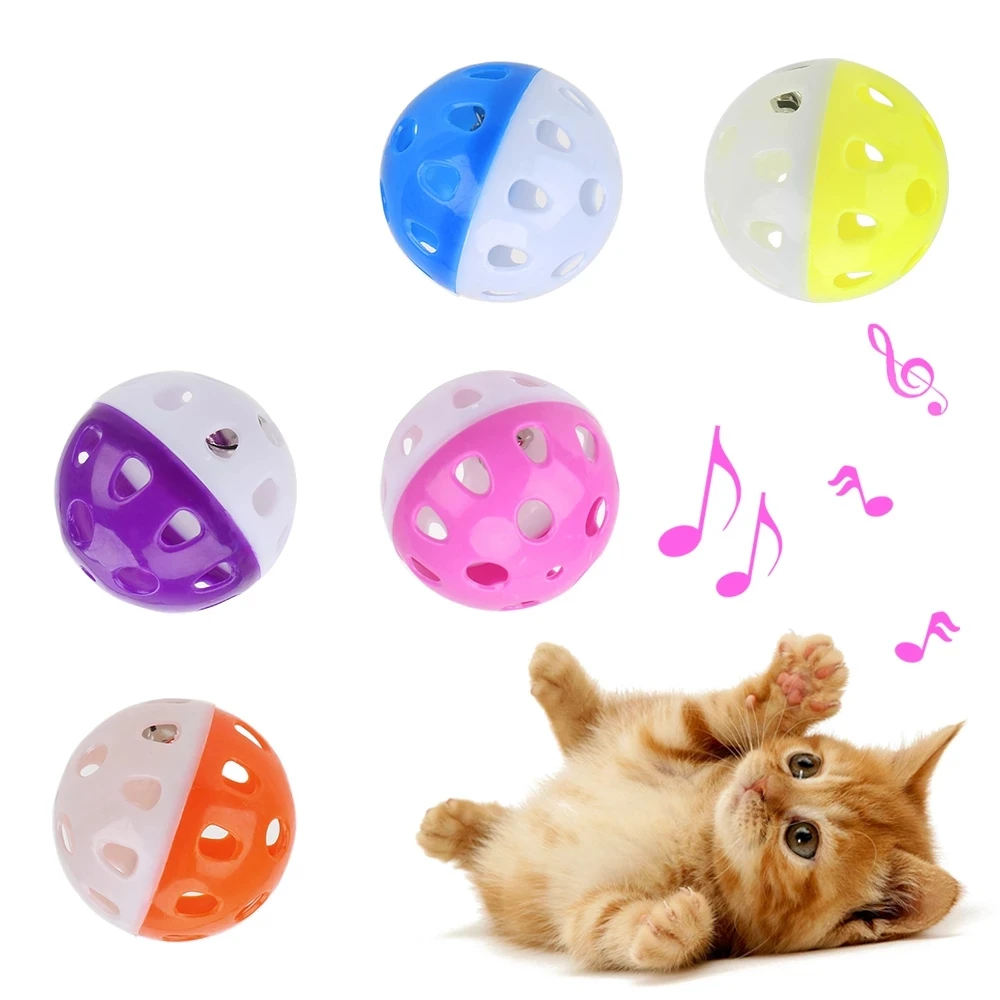 

Playing Chew Rattle Scratch with Bell Ring Cat Training Toys Plastic Ball Interactive Pet Cat Supply Plastic Cat Toy Ball