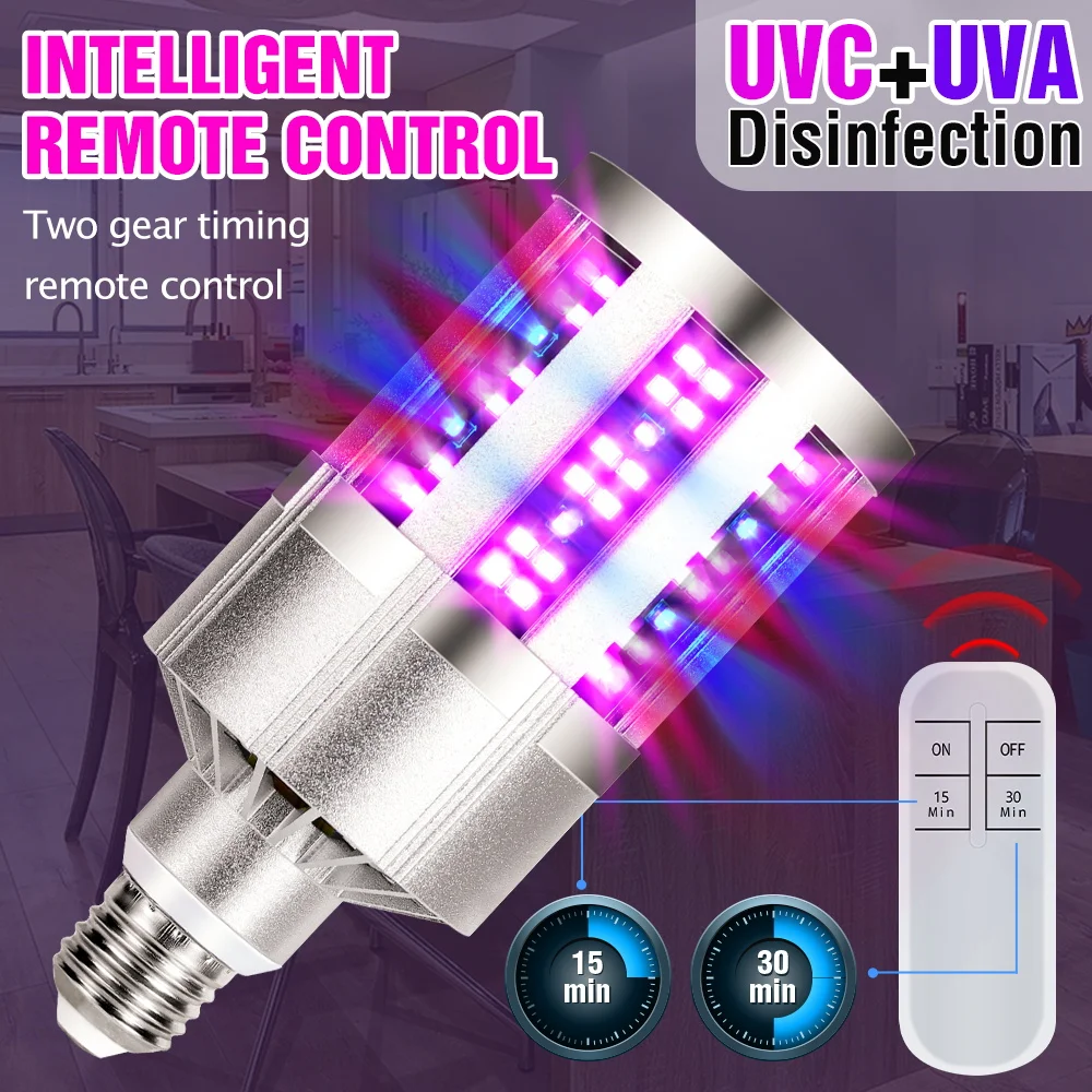 

265nm UVC LED Bulb E27 UV LED Lamp Desinfection Light LED Corn Bulb 220V 110V Ultraviolet Light Bactericidal Sterilization Lamp