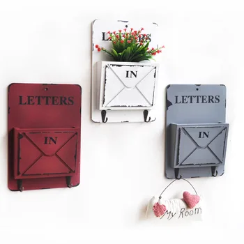 

American Pastoral Rural Distressed Storage Mailbox Wall-mounted Wooden Flower Barrel Creative Home Hanging Decoration