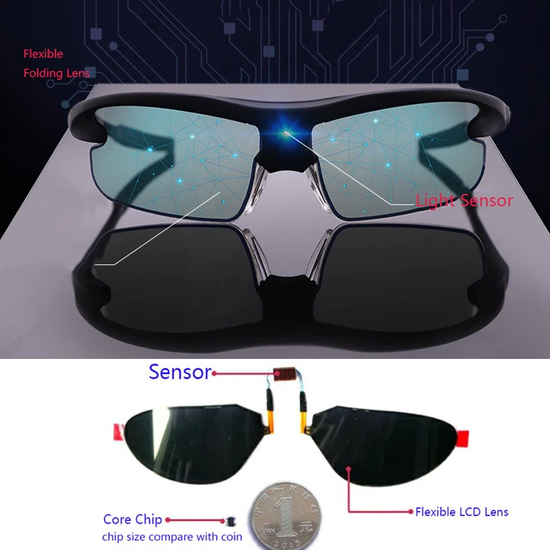Роскошные умные очки, солнцезащитные очки, новая технология, автоматическое изменение цвета, линзы экрана, интеллектуальные солнцезащитные очки, гибкие складные, защита от ультрафиолета