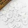 50pcs 11/15/18/20/25/30mm White Color Overcoat Plastic Button 4 holes Craft Sewing PT250 2