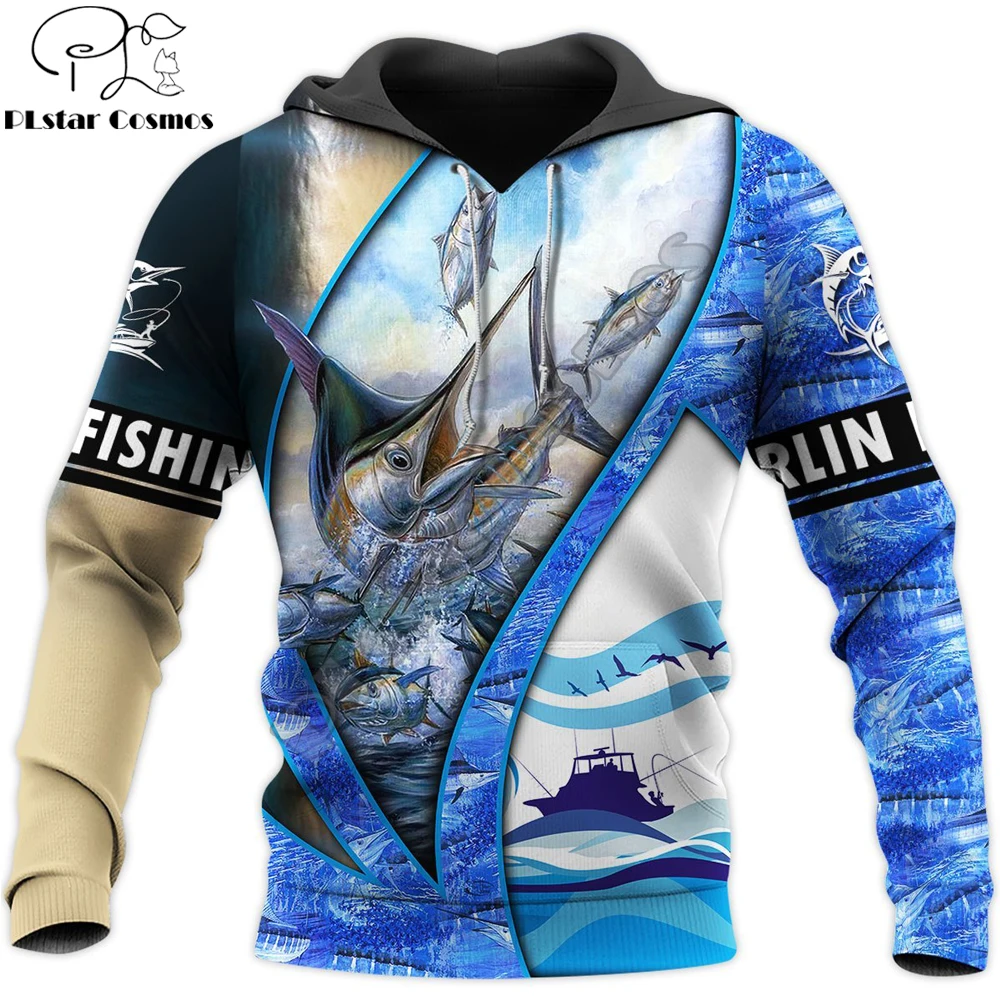 Marlin Fishing 3D Printed Mens hoodies Harajuku Streetwear Hoodie Unisex Casual Pullover Autumn Jacket Tracksuits KJ0130
