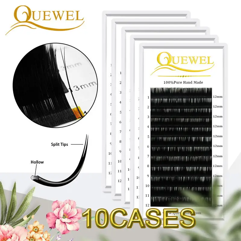 Extensão de Cílios Dicas de Seda Quewel Liso Elipse Postiços Individuais Extensão Dada Forma Natural Fosco Dividir Macia