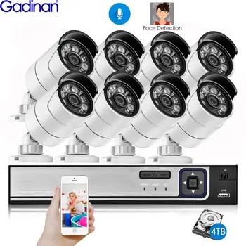 

Gadinan 8CH 5MP POE Face Playback Security System 5MP Outdoor Weatherproof Infrared Night Vision IP Camera Surveillance CCTV Kit