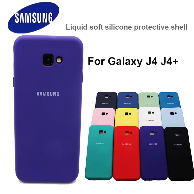 Жидкий силиконовый чехол для Samsung Galaxy J4 Plus защитный шелковистый мягкий на ощупь