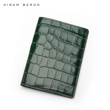 

Hiram Beron Personalized leather passport case RFID blocking embossed crocodile pattern luxury product dropship