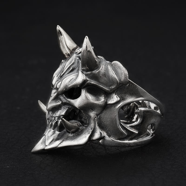 Alloy Devil Mask Ring Fashionable Japanese Prajna Ghost Skull Rings Men Women Popular Jewelry Gift Locomotive Ring