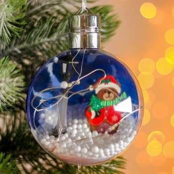 

Christmas ball with a wooden figure and lighting "Teddy bear" 10x10 cm