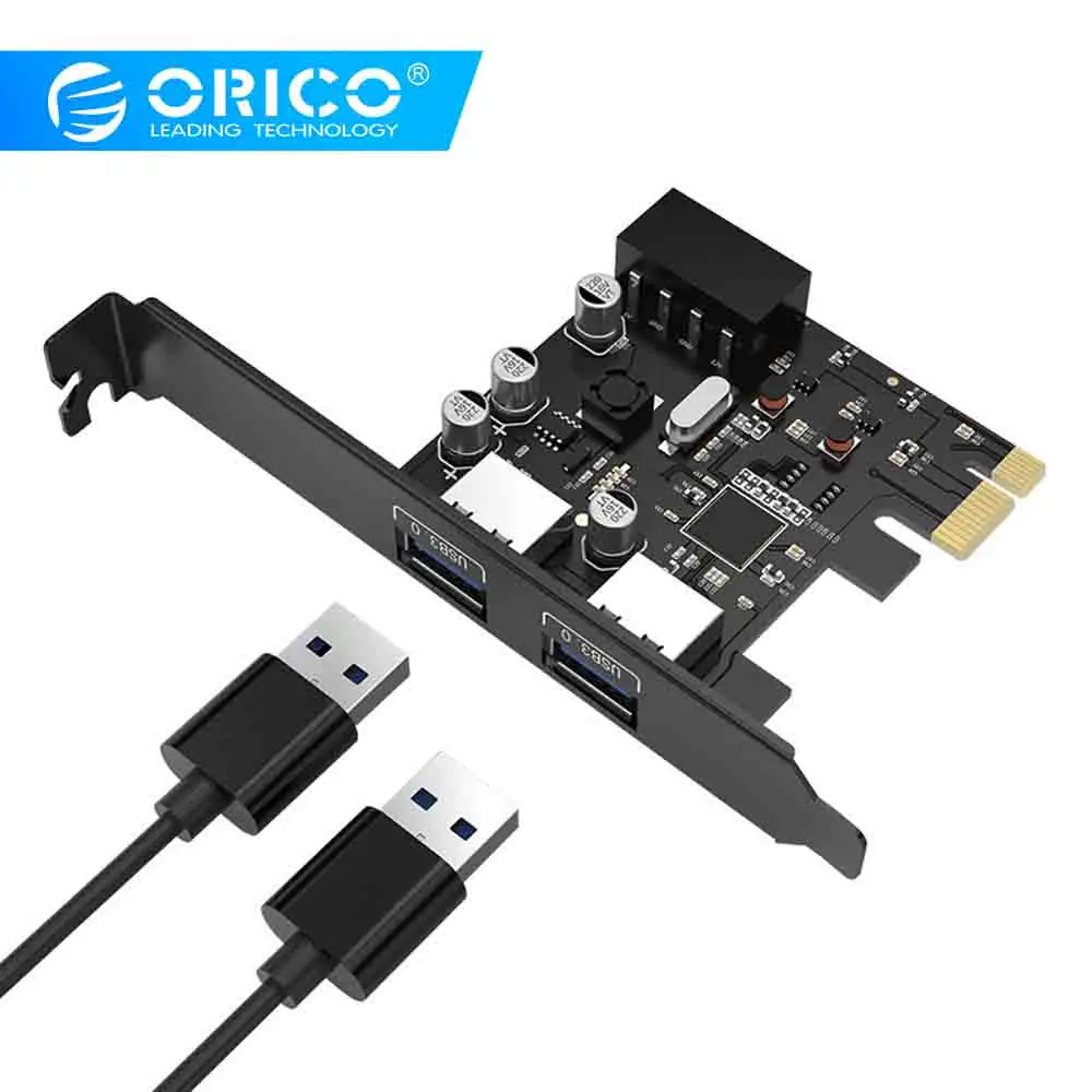 

ORICO 2 Port USB 3.0 PCI-E Express Card SuperSpeed USB3.0 Hub Adapter PCI-E Expansion Card with a 15pin SATA Power Connector