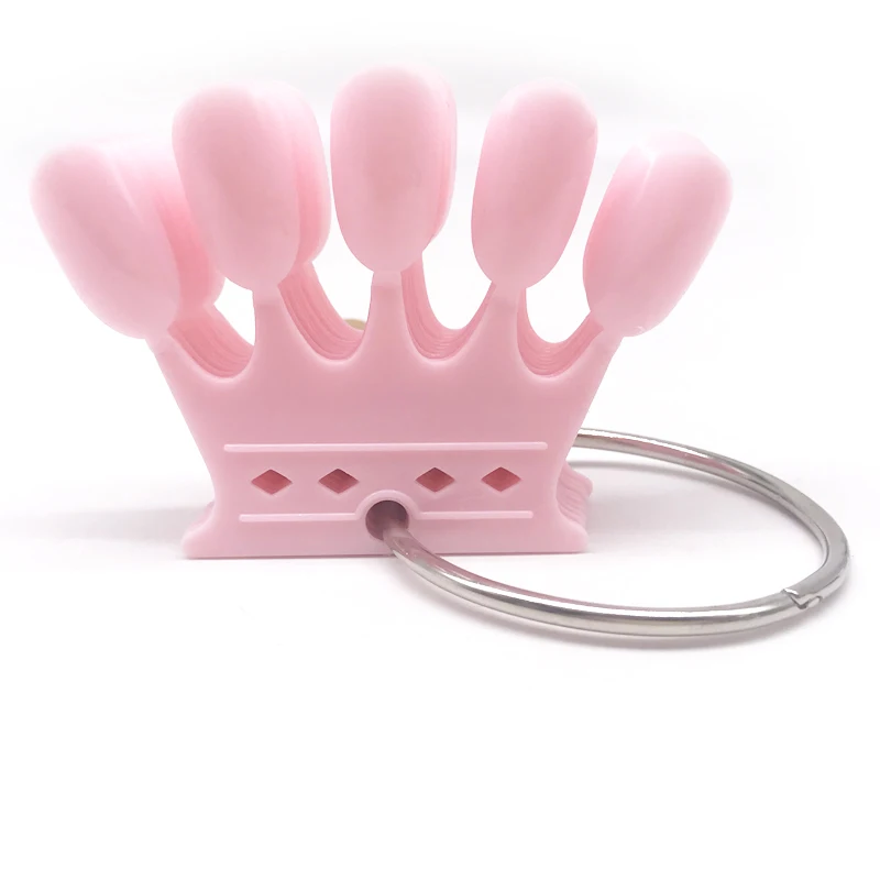 

10pcs Pink False Nail Tips Polish Color Card Crown Fake Nail Practice Display Training Board Faux Ongels Tips Manicure Tools Set