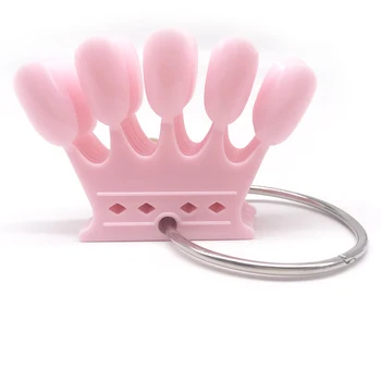 

10pcs Pink False Nail Tips Polish Color Card Crown Fake Nail Practice Display Training Board Faux Ongels Tips Manicure Tools Set