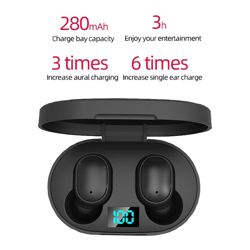 TWS Bluetooth 5,0 наушники E6S настоящие Беспроводные наушники с шумоподавлением, светодиодный дисплей, стерео наушники с зарядным устройством