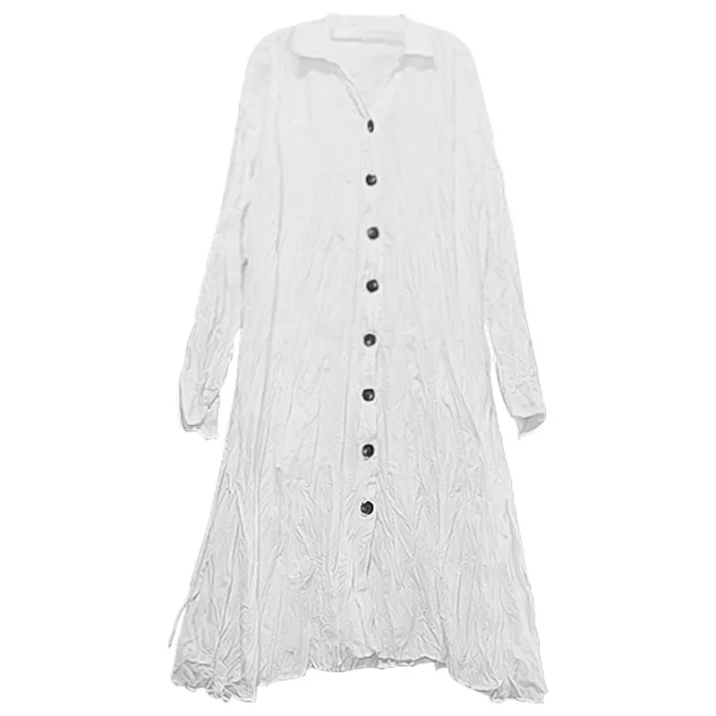 XITAO Irregular Dress Fashion New White Single Breast Full Sleeve 2020 Autumn Goddess Fan Casual Style Loose Dress ZP3683