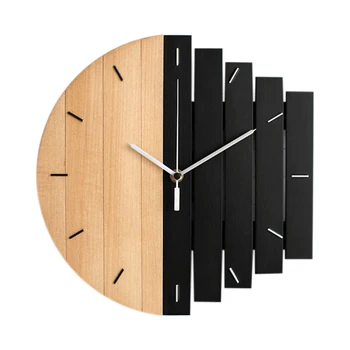 

AFBC Wooden Wall Clock Modern Design Vintage Rustic Shabby Clock Quiet Art Watch Home Decoration B