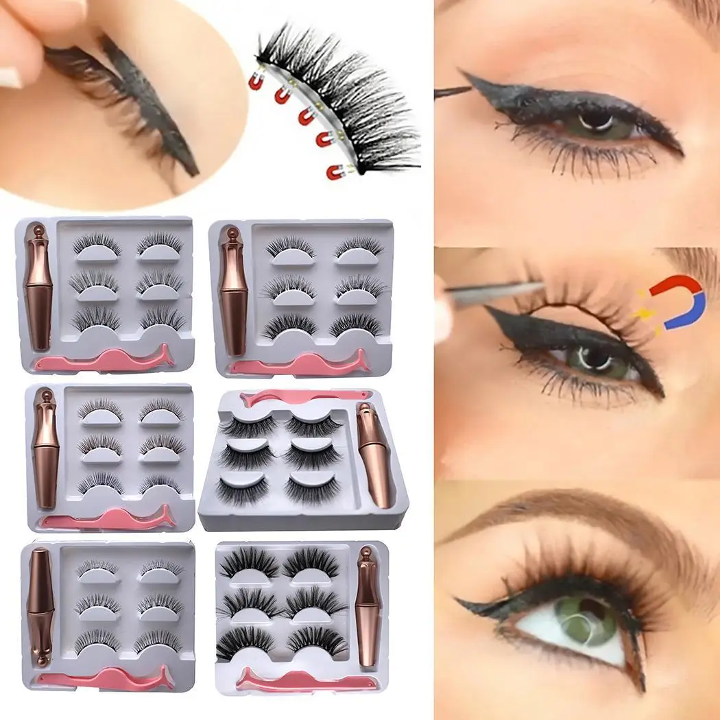 

New Women Makeup Cosmetic Natural Densely 6 Types Eyelash Slender False Eye Pack of Long Lashes Fashion Set