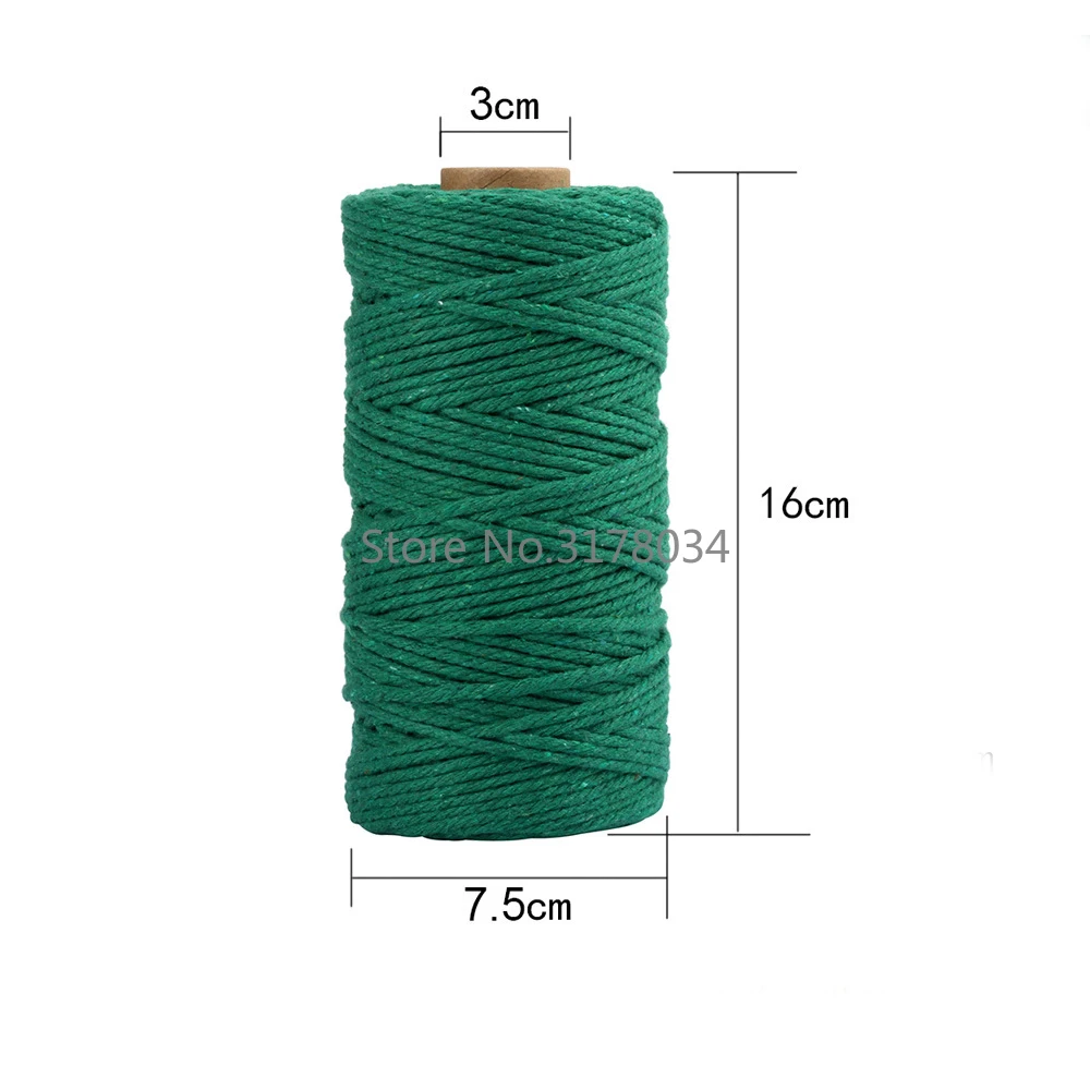 3mm 100% Cotton Cords Colorful Cord Beige Twisted Macrame String DIY Home Textile Wedding Decorative Tapestry Art 110yards