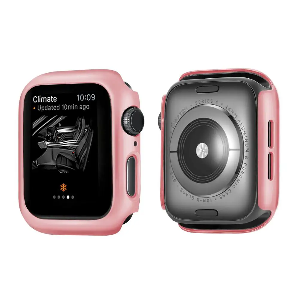 Защитный чехол для Apple Watch, версии 5/4/3/2/1 40 мм 44 мм пластиковая рама ПК чехол s для наручных часов iWatch, версия 3, 2, 42 мм, 38 мм - Цвет: Розовый