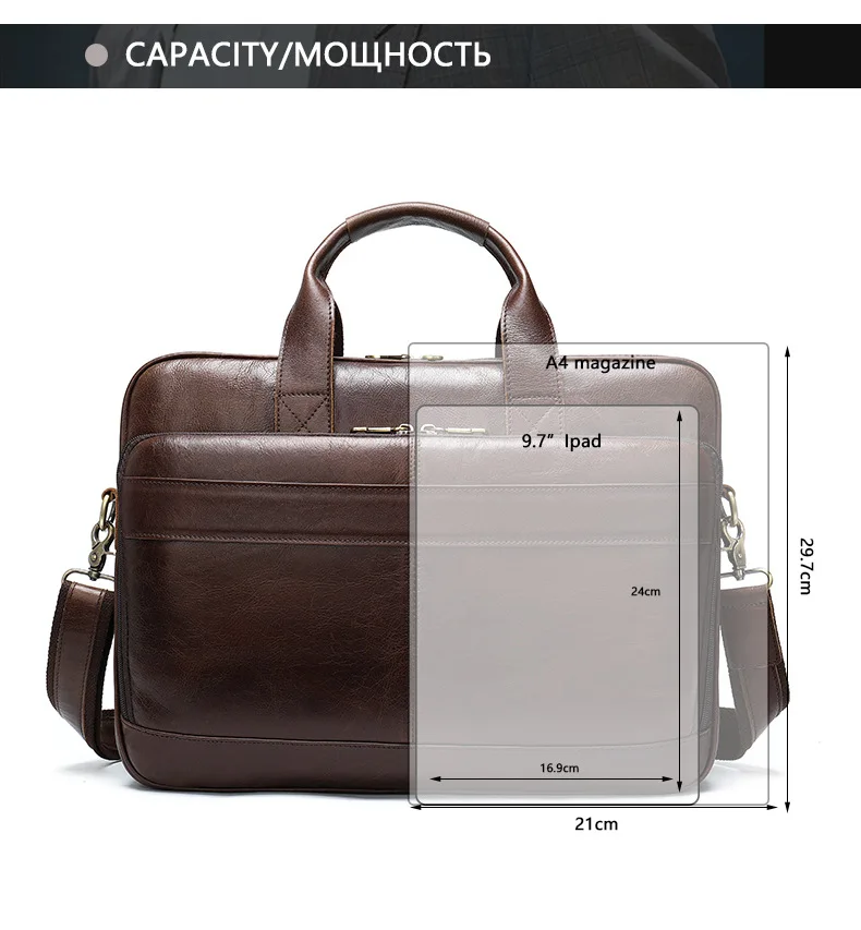 Прямая продажа с фабрики, кожаная деловая 15,6 дюймовая мужская сумка для офиса, многофункциональный портфель, повседневная мужская сумка