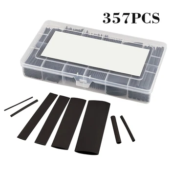 

357pcs 2: 1 Black Heat Shrink Tube Heat Shrink Tubing Assortment Set 1-20mm Cable Sleeving Wrap Wire Kit Wiring Accessories