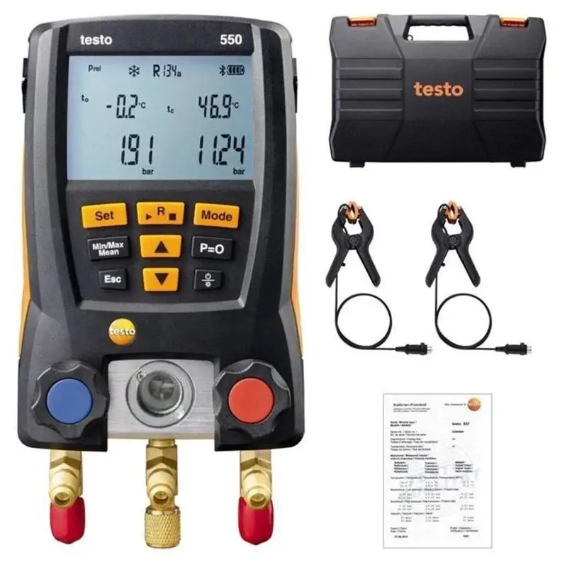 Testo 549/550 цифровой манометр холодильного воздуха Манометр для манометр коллектора хладагента набор 2 шт. Зажим Зонды инструмент