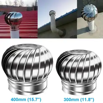 

Stainless Steel Rotating Chimney Cowl Cap Spinner Anti-downdraught 300/400 mm Pipefit Roof Ventilating Fan Without Power silent