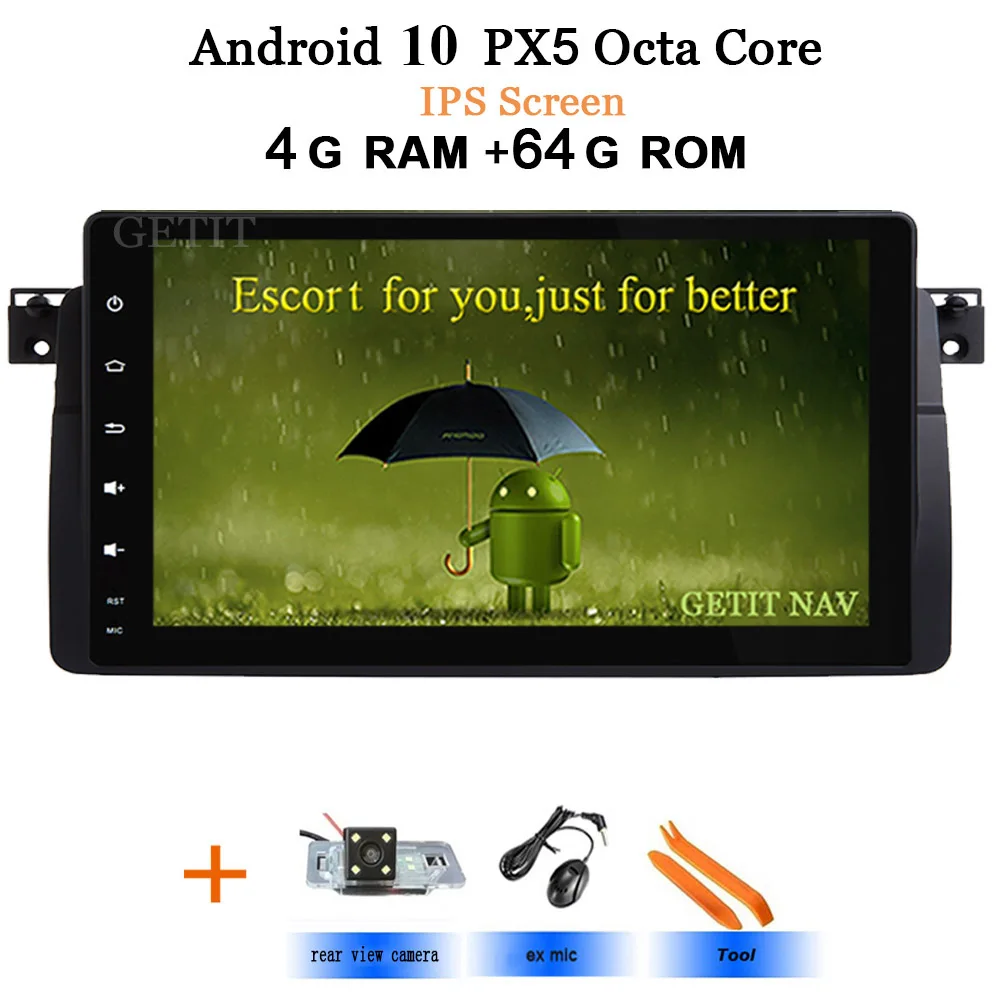 DSP чип " Автомобильный мультимедийный плеер Android 10 gps Авторадио Стерео система для BMW/E46/M3/Rover/3 серии 4 Гб+ 64 Гб fm-радио - Цвет: IPS-PX5-Rear Camera