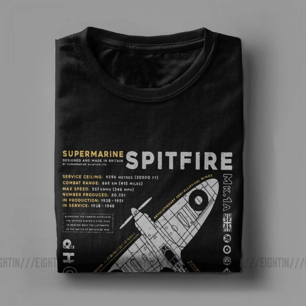 Tanie Nowość Spitfire T Shirt mężczyźni 100% bawełniane koszulki myśliwiec WW2 War Pilot samolot samolot koszulki z krótkim rękawem ubrania imprezowe