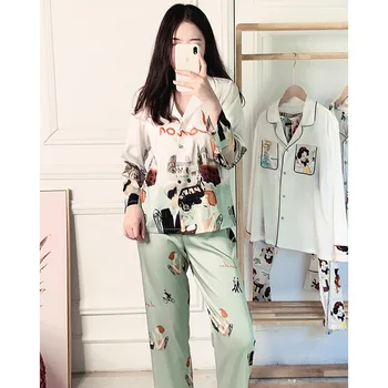 

Summer Print Pajamas Set Long Sleeve Sleepwear Womens Button Down Nightwear Soft Pj Lounge Sets